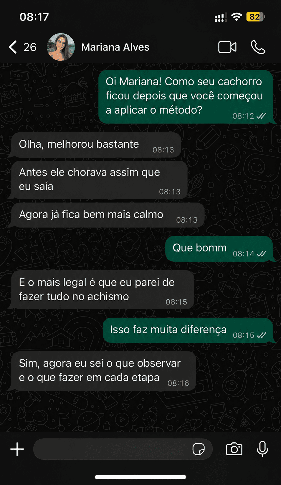 Print de conversa no WhatsApp com relato de cliente 1
