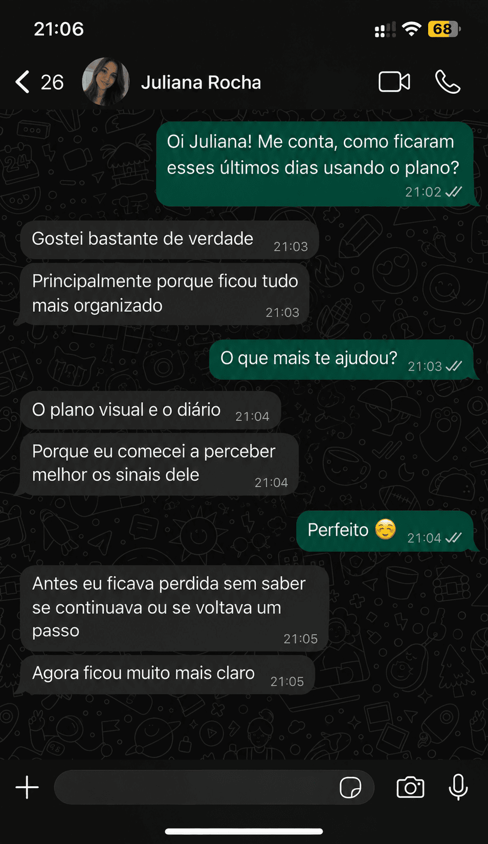 Print de conversa no WhatsApp com relato de cliente 3